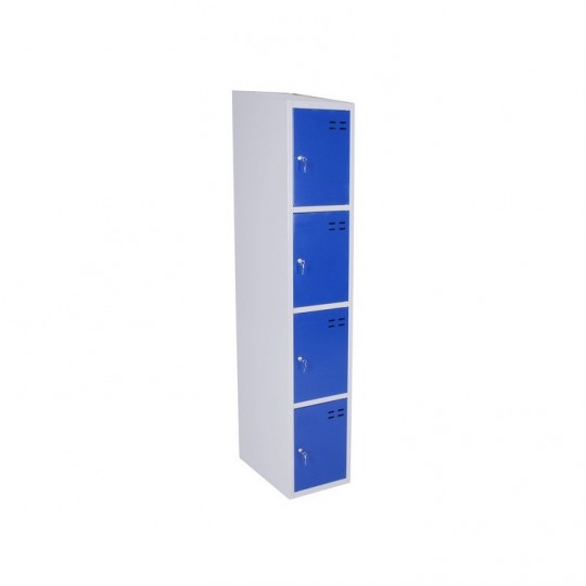 Storage locker, 4 compartments, Blue/Grey
