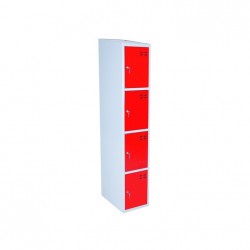 Storage locker, 4 compartments, Red/Grey