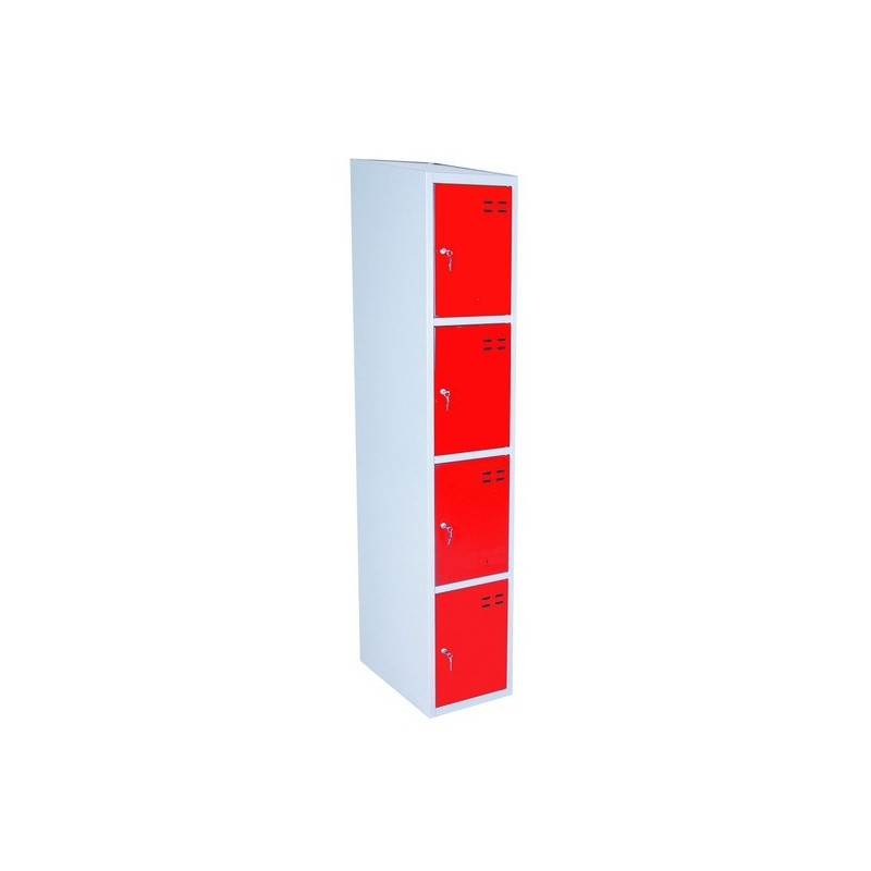 Storage locker, 4 compartments, Red/Grey