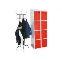 Storage locker, 8 compartments, Red/Grey