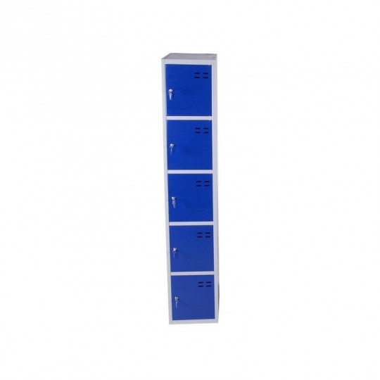 Storage locker, 5 compartments, Blue/Grey