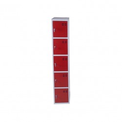 Storage locker, 5 compartments, Red/Grey